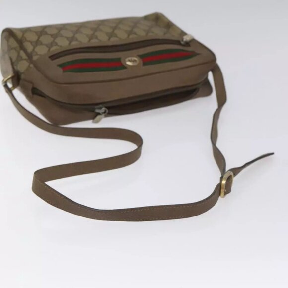 GUCCI GG Supreme Web Sherry Line Shoulder Bag PVC Leather Beige Red Auth - Picture 7 of 16